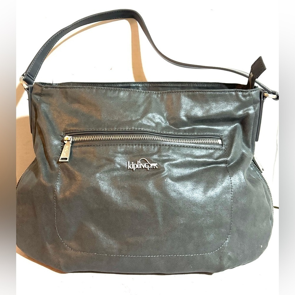 Kipling Gray Shoulder nlyon metallic Bag